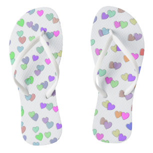 Tongs Motif de cœur en forme pastel 