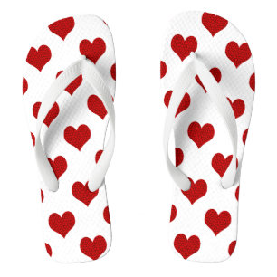 Tongs Motif de cœur en mosaïque rouge