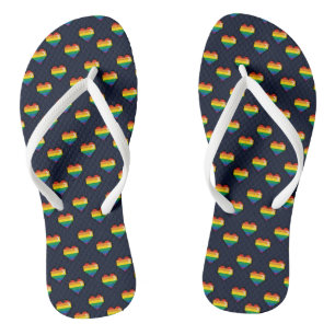 Tongs Motif de coeur Rainbow 8 Bit