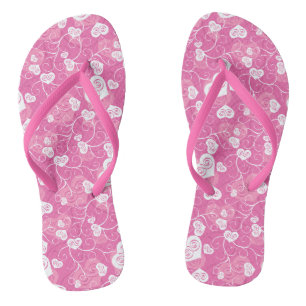 Tongs Motif de coeur rose floral