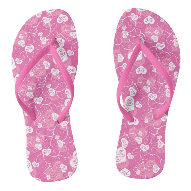 Tongs Motif de coeur rose floral (Semelle)