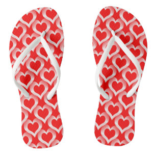 Tongs Motif de cœurs rouges et blancs