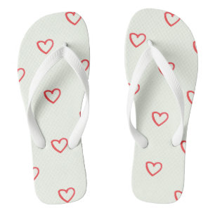 Tongs Motif de cœurs rouges, Mignon, Amour