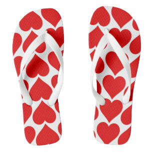 Tongs Motif de cœurs rouges, Romantique, Amour
