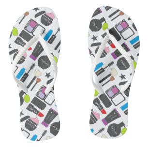 Tongs Motif de collection de maquillage funky