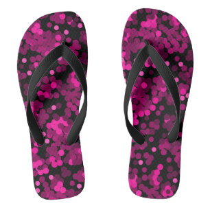 Tongs Motif de confetti à pois rose et bordeaux