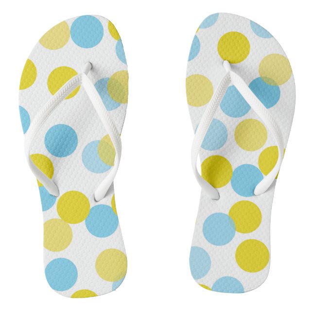 Tongs Motif de Confetti Bokeh bleu et jaune (Semelle)