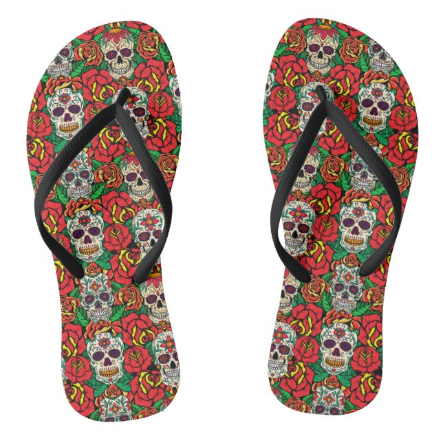 Tongs Motif de crânes floraux (Semelle)