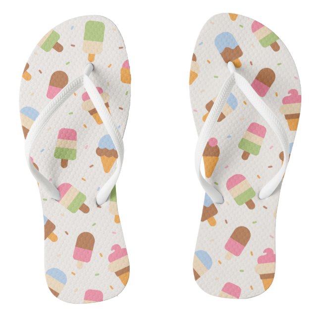 Tongs Motif de crème glacée, cône de crème glacée, Popsi (Semelle)