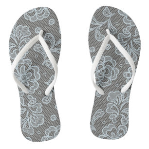 Tongs Motif de dentelle, cru 6 de fleur