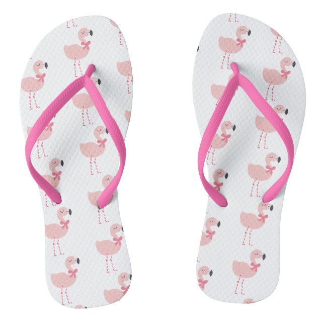Tongs Motif de dessin en Flamant rose rose (Semelle)