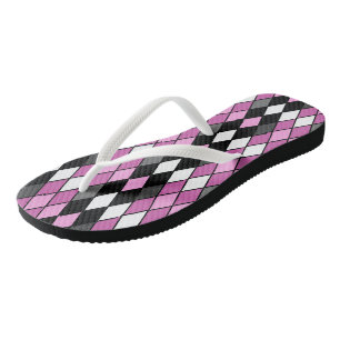 Tongs Motif de diamants rose, noir, blanc et gris