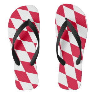 Tongs Motif de drapeau diamant Bavière rouge et blanc