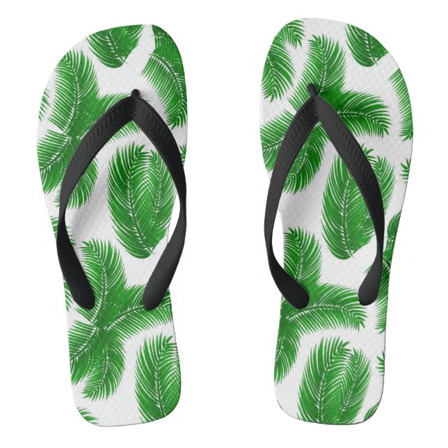 Tongs Motif de feuille de palmier tropical vert (Semelle)