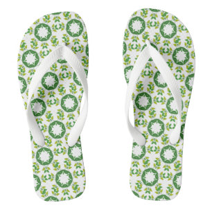 Tongs Motif de feuille, motif de feuilles, feuilles vert