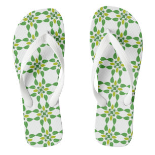 Tongs Motif de feuille, motif de feuilles, feuilles vert
