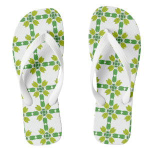 Tongs Motif de feuille, motif de feuilles, feuilles vert