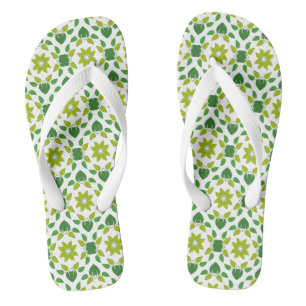 Tongs Motif de feuille, motif de feuilles, feuilles vert