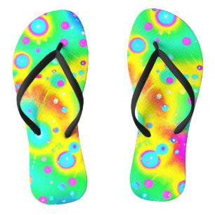 Tongs Motif de Flamme Néon Vibrante