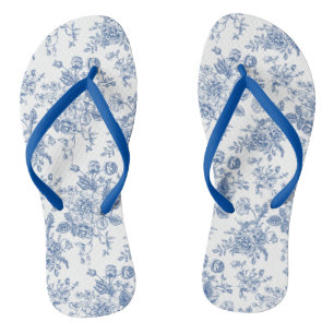 Tongs Motif de fleurs bleues
