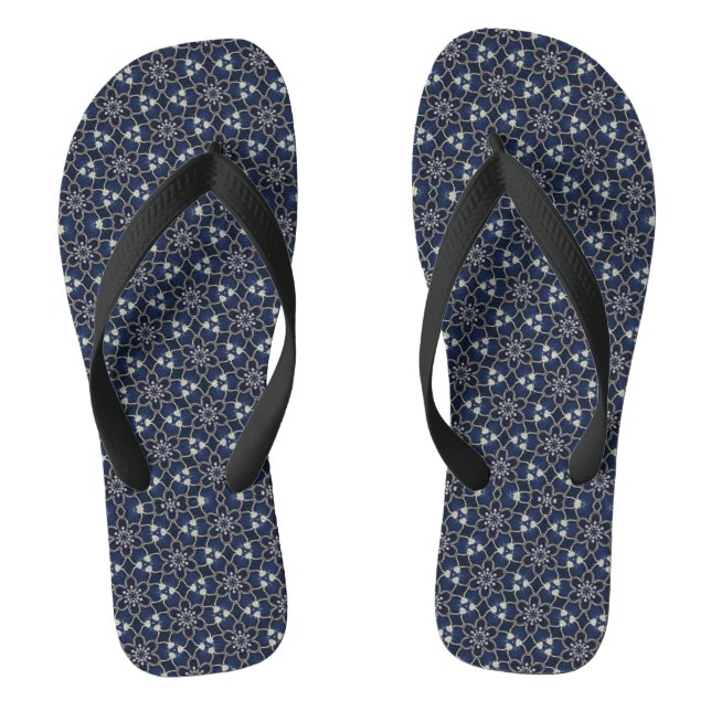 Tongs Motif de fleurs bleues de minuit (Semelle)