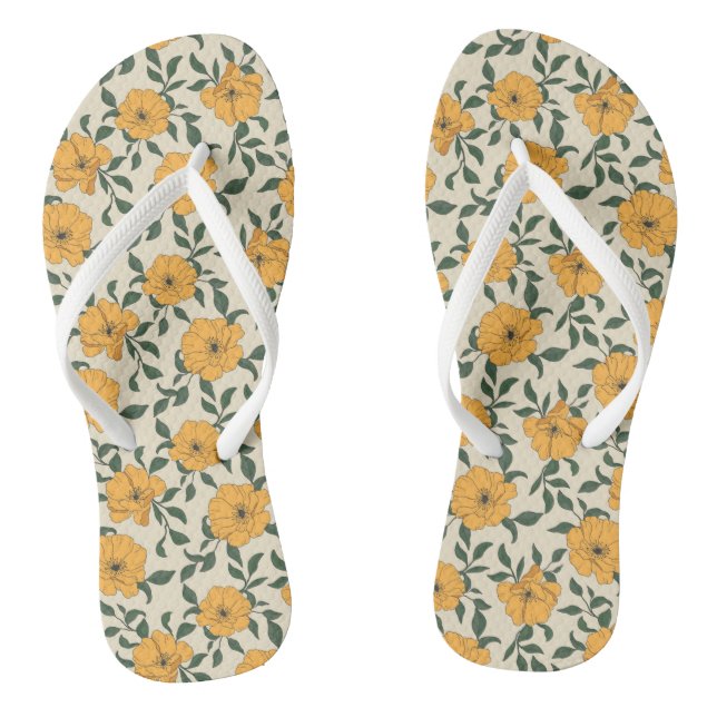 Tongs Motif de fleurs de crapaud orange (Semelle)