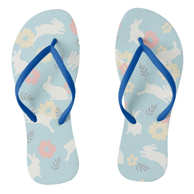 Tongs Motif de fleurs de lapins mignons (Semelle)