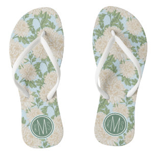 Tongs Motif de fleurs de maman du jardin blanc