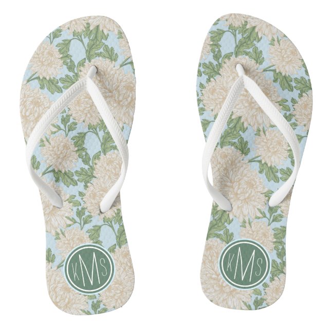 Tongs Motif de fleurs de maman du jardin blanc (Semelle)