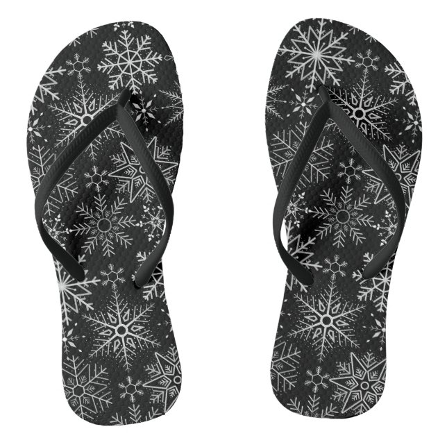 Tongs Motif de flocon de neige blanc. BG bleu clair (Semelle)
