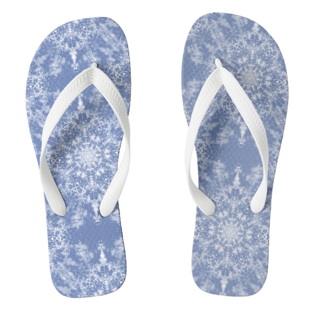 Tongs Motif de flocon de neige en dentelle Abstraite sur (Semelle)