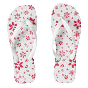 Tongs Motif de flocon de neige, Flammes de neige rouges,