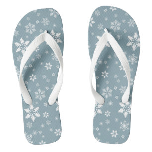 Tongs Motif de flocon de neige, flocons blancs, neige, g