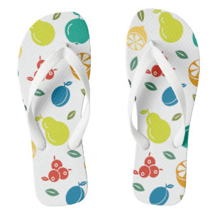 Tongs Motif de fruits, prune, orange, citron, poire, pom