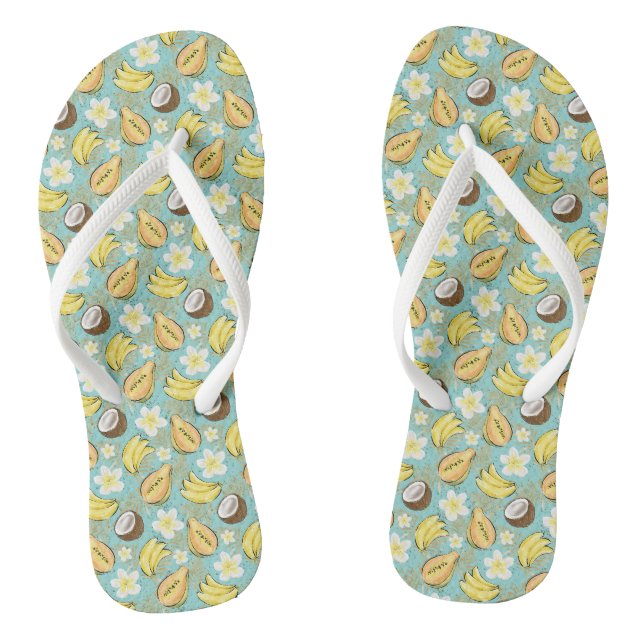 Tongs Motif de fruits tropicaux d'été (Semelle)