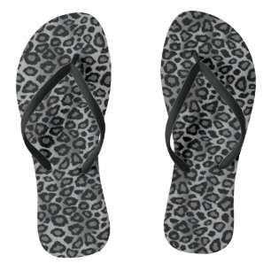 Tongs Motif de la peau de léopard gris Imprimer