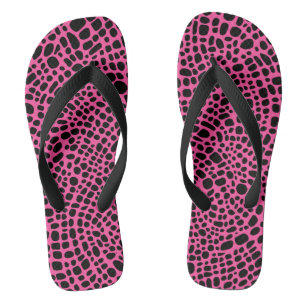 Tongs Motif de la peau orangée rose et noire