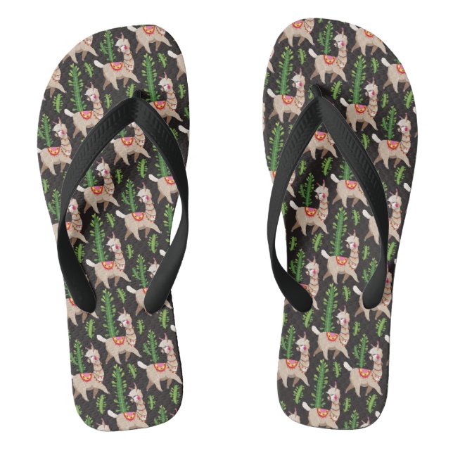 Tongs Motif de lamas joliment décoré (Semelle)