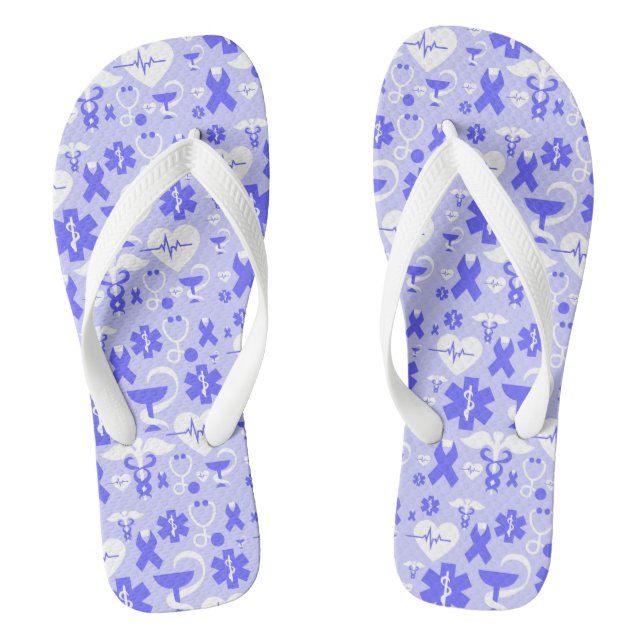 Tongs Motif de l'élément pharmacie bleu blanc (Semelle)
