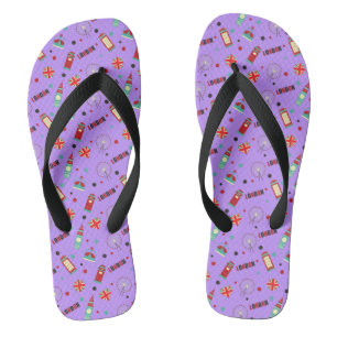 Tongs Motif de Londres avec fond violet