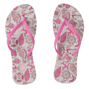 Tongs Motif de mer rose