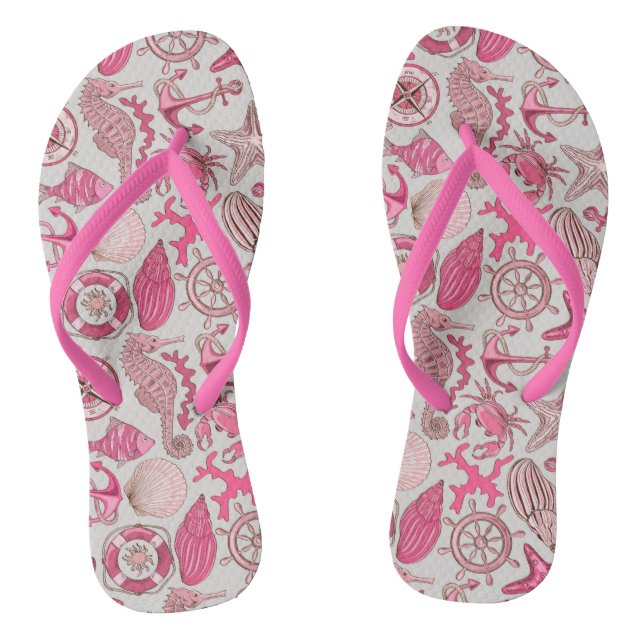 Tongs Motif de mer rose (Semelle)