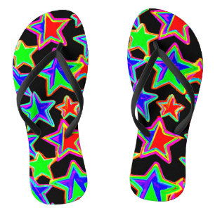 Tongs Motif de néon lumineux en forme d'étoiles