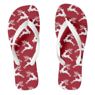 Tongs Motif de Noël Rouge