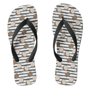 Tongs Motif de noix de coco sur Grunge Stripes