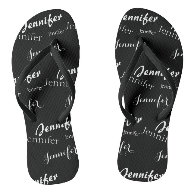 Tongs Motif de nom noir et blanc  (Semelle)