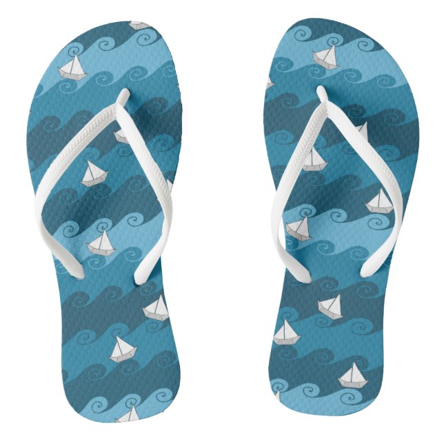 Tongs Motif de papier de bateaux (Semelle)