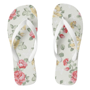 Tongs Motif de papier peint d'élégance des roses roses