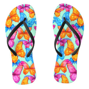 Tongs Motif de papillons colorés