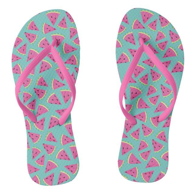 Tongs Motif de pastèque d'été rose tropical (Semelle)